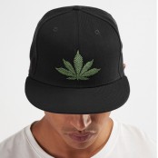 หมวกHIPHOP แฟชั่น  หมวกHIPHOPเต็มใบ   ใบกัญชา/Weed  สีดำ No.F7Ah47-0021