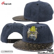 หมวก HipHop ปักหน้าแมว ปีกหนังลายดาว สินค้ามีทั้งหมด 4  สี  No.F5Ah47-0108