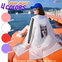 เสื้อแจ๊คเก็ตแขนยาวผ้าร่มมีฮู้ดแถบแขนพิมพ์ลาย สีสันสดใส สวยงาม No.F5Cs04-0666