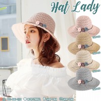 LADY hat, small wing lace, flannel rope, flower, wide-brimmed hat Decorated with flannel rope, bow tie flower NO. F5Ah18-0142