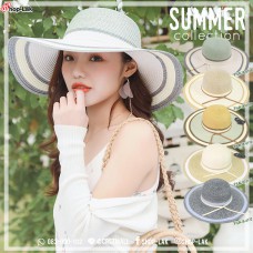 Women's Hat Wide-brimmed hat Decorated with two colors on the same leaf, perfect, look chic, NO. F5Ah18-0168
