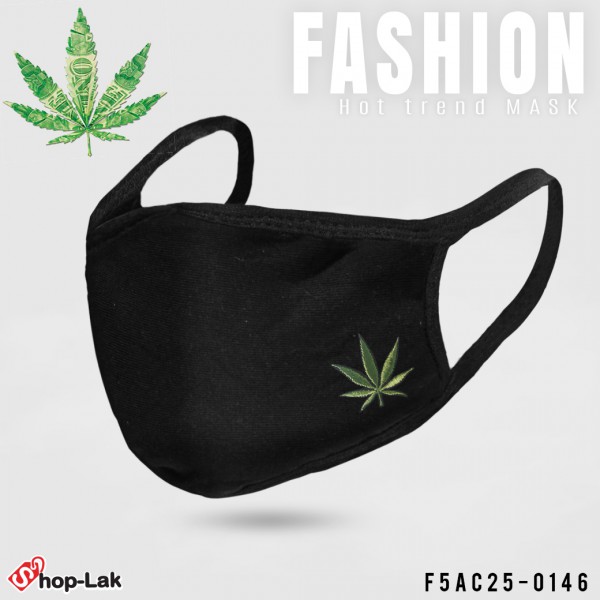 Soft Mask Black with comfortable , Beautiful , style  "WEED"  NO.F5Ac25-0146