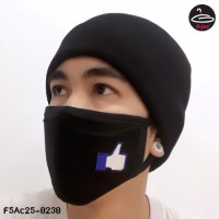 ผ้าปิดปากสีดำลายตัว LIKE  No.F5Ac25-0230