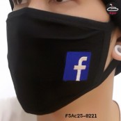 ผ้าปิดปากสีดำลายตัว facebook  No.F5Ac25-0221