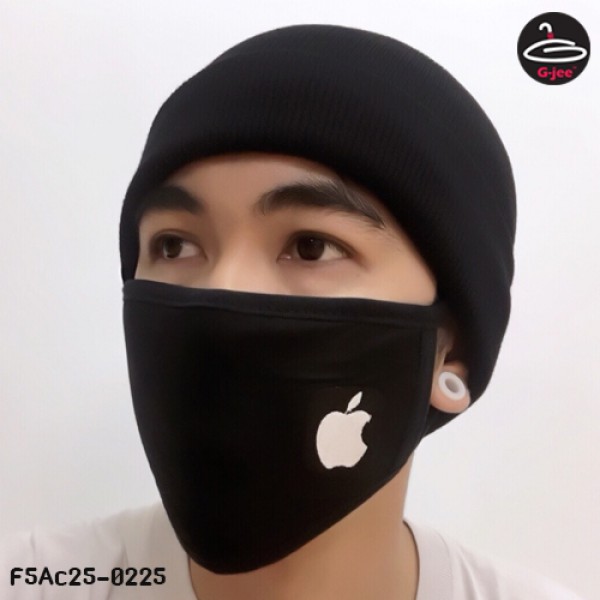 ผ้าปิดปากสีดำลายตัว apple No.F5Ac25-0225