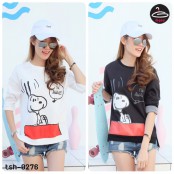 เสื้อยืดผู้หญิงแขนยาว เสื้อยืดแขนยาวสกรีนลายลาย snoopy มี 2 สี No.tsh-0276