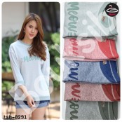  เสื้อยืดแขนยาวผ้าทอ 2หน้าลาย MEOW เนื้อนุ่มใส่สบาย มี 5 สี No.tsh-0291