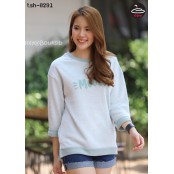  เสื้อยืดแขนยาวผ้าทอ 2หน้าลาย MEOW เนื้อนุ่มใส่สบาย มี 5 สี No.tsh-0291