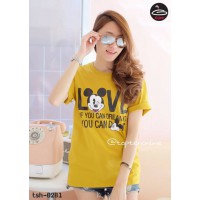 Yellow fashion ladies shirt Women's Short Sleeve T-Shirt Mickey Mouse Short Sleeves LOVE No.F1Cs50-1425