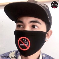 ผ้าปิดปากสีดำลาย NO SMOKING  F5Ac25-0183