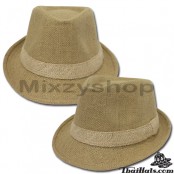 หมวกทรงไมเคิล MJ สานกระสอบ   คาดแถบ   สินค้ามี 4 สี No.F1Ah12-0042 