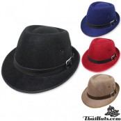 หมวก MJ ผ้าสักหลาด อัดแข็ง คาดเข็มขัดหนัง  สินค้ามี 4 สี No.F1Ah12-0052   