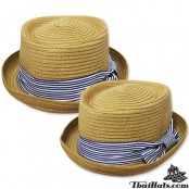 หมวกไมเคิล fedora hat nature สานตัดหน้าตรง คาดริ้บบิ้น สินค้ามีทั้งหมด 4 สี  No.F1Ah12-0053