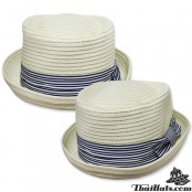 หมวกไมเคิล fedora hat nature สานตัดหน้าตรง คาดริ้บบิ้น สินค้ามีทั้งหมด 4 สี  No.F1Ah12-0053