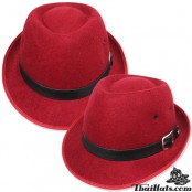 หมวก MJ ผ้าสักหลาด อัดแข็ง คาดเข็มขัดหนัง  สินค้ามี 4 สี No.F1Ah12-0052   