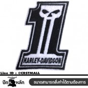 อาร์มปักลาย HARLEY เลข1 หัวกะโหลกPunisher/Size 8*6cm ติดเสื้อติดหมวก ติดสินค้าแฟชั่น งาน DIY เสื้อผ้า งานปักระเอียด No.P7Aa52-0435