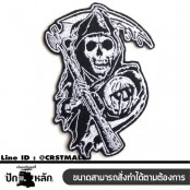 อาร์มปักลาย son of anarchy ป้ายเล็ก /Size 10*7cm ติดเสื้อติดหมวก ติดสินค้าแฟชั่น งาน DIY เสื้อผ้า งานปักระเอียด No.P7Aa52-0436