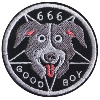 อาร์มปักลาย หัวหมาMr.Pickles Goodboy666 /Size 6*6cm ติดเสื้อติดหมวก ติดสินค้าแฟชั่น งาน DIY เสื้อผ้า งานปักระเอียด No.P7Aa52-0437