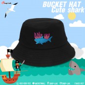 หมวกบักเก็ต หมวกปีกรอบ งานปัก ลายฉลาม ใส่สบาย สไตล์วินเทจ Bucket Shark No.F7Ah32-0127