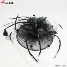 Hairpin, mesh, roll, flower, ribbon + stick, feather, fashion, hairpin, hat, feather, hairpin, hat, hair stick Hairpin Hat Mesh Hat Hair Stick Vintage Black No.F5Aa33-0011