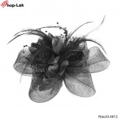Mesh flower hairpin, feathered, pendulum + pendulum Hair clip Hairpin Hat Mesh Hat Hair Stick Vintage Black No.F5Aa33-0012