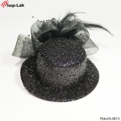 กิ๊บหมวก Cake มันเงาติดดอกตาข่าย*CN $ กิ๊บหมวกขนนก กิ๊บหมวกติดผม กิ๊บหมวกตาข่าย หมวกติดผม วินเทจ สีดำ No.F5Aa33-0013