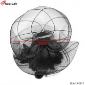 กิ๊บตาข่ายใหญ่ลายม้วนดอกกุหลาบ+ขนนก กิ๊บหมวกตาข่าย หมวกติดผม วินเทจ สีดำ No.F5Aa33-0017