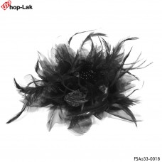 Hairpin + Chiffon flower brooch Hairpin Hat Mesh Hat Hair Stick Vintage Black No.F5Aa33-0018