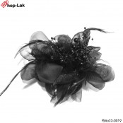 กิ๊บ+เข็มกลัดดอกไม้+ลูกปัด กิ๊บหมวกตาข่าย หมวกติดผม วินเทจ สีดำ No.F5Aa33-0019