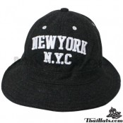 หมวก ปีกรอบ Bucket hat NYC ผ้า กำมะหยี่ ปัก NEWYORK NYC 