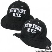 หมวก ปีกรอบ Bucket hat NYC ผ้า กำมะหยี่ ปัก NEWYORK NYC 