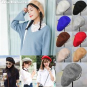 หมวกเบเร่ต์ ผ้าขนสั้น สักหลาดแท้ wool 100% ขนาด ฟรีไซด์ สินค้ามีทั้งหมด 11 สี 