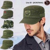 หมวกแก๊ปทหาร หมวกแก๊ปลายพราง หมวกแก๊ปปีกสั้น ลายพราง สีเขียว หมวกทรง JAPAN ทหารพื้นปักลาย 