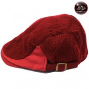 หมวกทรงติงลี่ ผ้าลูกฟูก ลายเฉียง สีแดง หมวกติงลี่สีแดง หมวกทรงติงลี่ผ้าลูกฟูกสีแดง flat cap รุ่นH100 หมวกวินเทจ สีแดง หมวกติงลี่ผ้าลูกฟูก 
