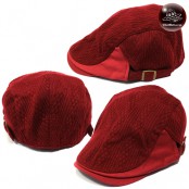 หมวกทรงติงลี่ ผ้าลูกฟูก ลายเฉียง สีแดง หมวกติงลี่สีแดง หมวกทรงติงลี่ผ้าลูกฟูกสีแดง flat cap รุ่นH100 หมวกวินเทจ สีแดง หมวกติงลี่ผ้าลูกฟูก 