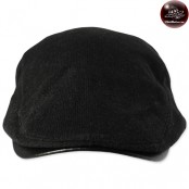หมวกติงลี่ผ้าสีดำปีกหนังสีดำ หมวกติงลี่หนังสีดำ หมวกวินเทจ หมวกแบน รุ่นH59 หมวกflat cap fashion หมวกติงลี่ผ้าถักปีกหนัง ด้านข้างปรับไซด์ได้ 