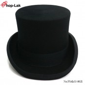 หมวกมายากลผ้าสักหลาดอย่างดีกุ้นขอบ ทรงสูงสีดำ หมวกทรงท๊อปแฮท  No.F5Ah33-0021