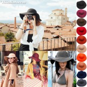 หมวกปีกกว้างผ้าสักหลาด ทรง Floppy Hat ผ้าสักหลาดแท้ 100% พับใส่กระเป๋าได้ สินค้ามีทั้งหมด 10 สี