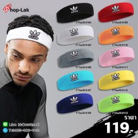 ผ้าคาดศีรษะซับเหงื่อปัก "ADIDAS/ใบไม้" 100% สวมใส่สบาย มี 10 สี No.F7Aa35-0104