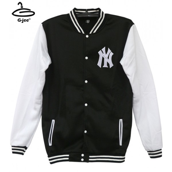 baseball jacket เสื้อแจ็คเก็ต เสื้อเบสบอล เสื้อแจ็คเก็ตเบสบอล NY สีดำแขนขาว มี 9 size