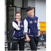 baseball jacket เสื้อเบสบอลแขนยาว เสื้อแจ็คเก็ตเบสบอลสีกรมท่าแขนขาว ปักลาย NY เบสบอล มี 7 size No.72