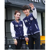 baseball jacket เสื้อเบสบอลแขนยาว เสื้อแจ็คเก็ตเบสบอลสีกรมท่าแขนขาว ปักลาย NY เบสบอล มี 7 size No.72