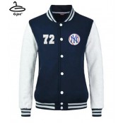 baseball jacket เสื้อเบสบอลแขนยาว เสื้อแจ็คเก็ตเบสบอลสีกรมท่าแขนขาว ปักลาย NY เบสบอล มี 7 size No.72
