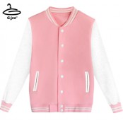 baseball jacket เสื้อแจ็คเก็ต เบสบอล แจ็คเก็ตเบสบอล สีชมพูแขนขาว มี 7 size