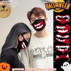 หน้ากาก ผ้าปิดปาก ฮาโลวีน แบบโค้งหนาลาย ปากปีศาจ ผ้าปิดปากแฟชั่น Mask Halloween No.F7Ac25-0073