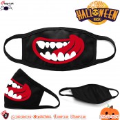 หน้ากาก ผ้าปิดปาก ฮาโลวีน แบบโค้งหนาลาย ปากปีศาจ ผ้าปิดปากแฟชั่น Mask Halloween No.F7Ac25-0073