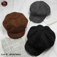 หมวกทรงฟักทองลายสก็อต Newsboy cap J-15 มี4สีF5Ah30-0046