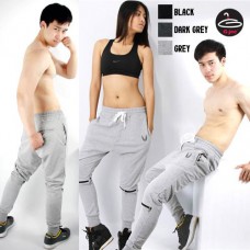 กางเกงวอร์ม jogger pants ขายาวสไตล์เรียบๆเพิ่มซิปที่เข่า ขาจั๊ม เอวยืด มีเชือกผูก ยี่ห้อ Awesome มี 3 size 3 สี No.038