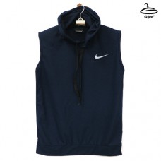 เสื้อแขนกุดผู้ชายมีฮูด nike สีกรมท่าแบบสวม เนื้อผ้าจูติเนื้อนุ่มมีน้ำหนักเบา Freesize