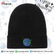 หมวกไหมพรมแฟชั่น  หมวกไหมพรมปักลายโลก  No.F7Ah14-0031 หมวกไหมพรมแฟชั่น  หมวกไหมพรมปักลายโลก  No.F7Ah14-0031